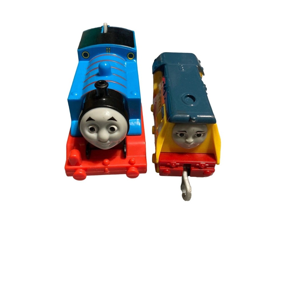 Thomas & Friends Railway Yellow REBECCA Engine & Blue Thomas Train Plastic